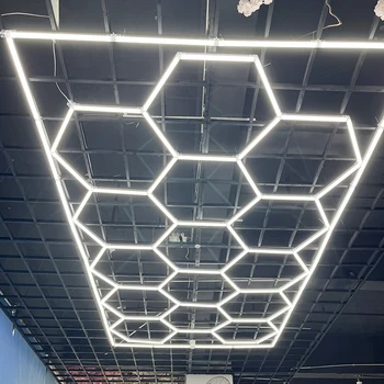 гараж с шестигранным осветление за работилница Light Hexagon, 6500K White, Plug Plug тавана лампа за склад в мазето 1