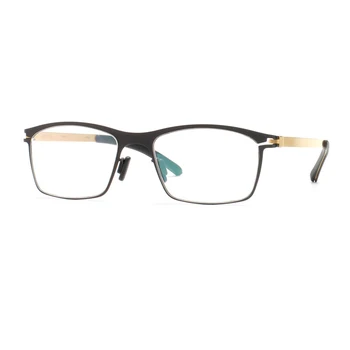Германия Марка Дизайнерски Рамки За Очила От Неръждаема Стомана За Мъже Правоъгълни Оптични Очила За Късогледство Женски Предписани Очила Oculos Grau De
