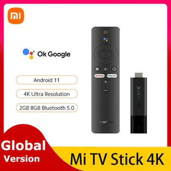 Глобалната версия на Xiaomi Mi TV Stick 4K Android 11 2 GB 8 GB Преносима гледане на Мултимедия Многоезичен 360 Bluetooth Дистанционно управление