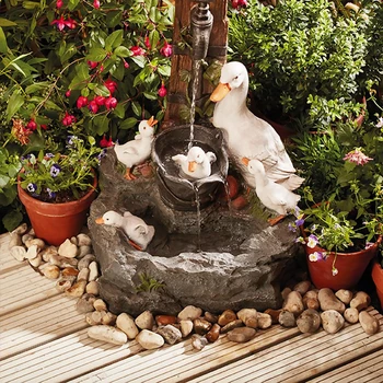 Градината е Осветена Скулптура Животни Водни Фонтани с Led Подсветка Смола Водни Скулптура Украса на Дома Градина Подарък за Приятел