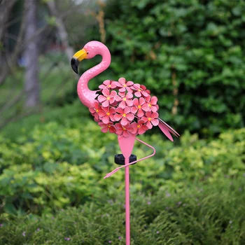 Градински Слънчева Светлина На Открито В Слънчеви Батерии Flamingo Stake Светлини Метални Декоративни Фенери Flamingo Всички Сезони Розово Фламинго 4