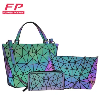 дамски чанти, комплект от 3 теми, светещи чанта през рамо за жени, в чантата 2021, Геометрична чанта на рамото, жената, портфейла и чанта-тоут