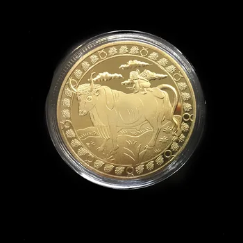 Дванадесет Щастливи Златни Монети Съзвездието Телец Възпоменателна Монета 3