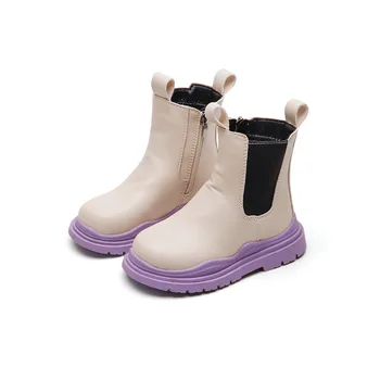 Детски обувки, качествени обувки кожени Martin в британския стил, кожени ботуши за момичета, къси ботуши в тон, топли зимни размери 26-36 0