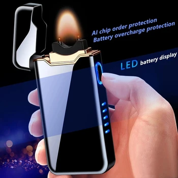 Електрическа Пламенная Плазмена Електродъгово Запалка USB Зареждане на Метални Ветроупорен Запалки За Пури С Led Дисплей Мощност Запалка За Свещи Мъжки Подарък