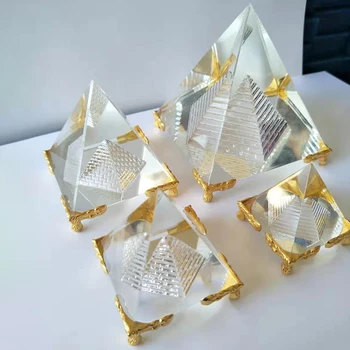 Енергията На Изцеление Кух Кристал Стъкло Египетска Пирамида Аксесоари За Декорация На Дома 0