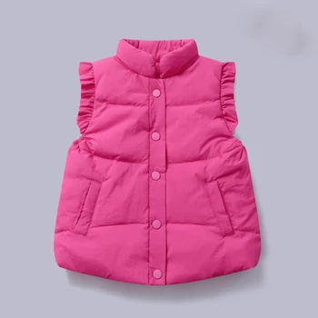 Есенно-зимно яке за момичета 2-8 години, жилетка, новост 2022 година, корейската версия, однотонное палто, модни висококачествени детски дрехи 2