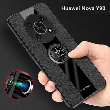 За Huawei Nova Y90 Калъф Магнитен Държач Поставка Калъф За Телефон За Huawei Nova Y90 Корпус Стилен Луксозен Кожен Устойчив На Удари Бронята 0