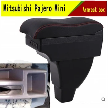 За Кола на Mitsubishi Pajero Mini Подлакътник Скоростна Централно Съдържанието на Интериора Налокотник Калъф За Съхранение на Колата си-стайлинг с USB Подстаканником