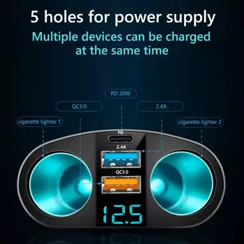 Запалката в колата Универсален 12 В 24 В Конектора на Газа захранващ Адаптер 3.1 A 120 W Dual USB Зарядно за Кола с Дисплей напрежение 3