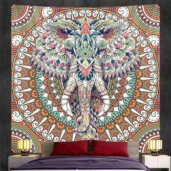 Индийски слон Мандала гоблен декорация на дома гоблен бохемски декоративен Хипи голям размер гобеленовый матрак 1