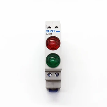 Индикатор лампа за закрепване към Din релса, CHINT серия ND9, червена и Зелена led лампа, Индикатор лампа AC / DC 230 v 24