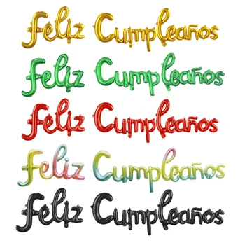 Испански Честит Рожден Ден Букви Балони Червен Черен Зелен Малки Сраснали Азбука Рожден Ден Украси Банер Детски Душ