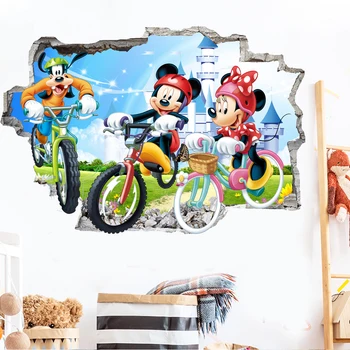 Карикатура Мики и Мини Маус, детски домашни стикери, стикери за стена за детска стая-детска спалня стенно изкуство, детски увеселителен парк, САМ плакат 1