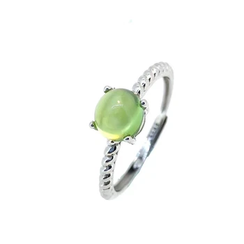 Класически грозде Пренит скъпоценен камък, пръстен за дамата украшение истинско сребро 925 проба натурален скъпоценен камък меко годежен пръстен за момичета хубав подарък