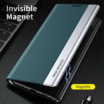 Кожена Магнитен Калъф с панти капак за Samsung Galaxy S22 Ultra S21 S20 FE S10 Plus S8 S9 S7 Edge за Note 20 10 9 8 Lite A73 Калъф