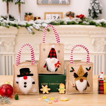 Коледна Украса на Подарък Чанта от Зебло за Еднократна Употреба Съхранение, Декоративна Чанта, Многофункционална Чанта, Подарък Чанта за Празник, Коледните Събития, Партита 0