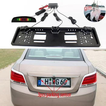 Комплект Датчици За Паркиране На Автомобил Автоматичен Радар Заден Ход Европейски Регистрационен Номер, Камера На Предната И Задната Електромагнитна Система За Мониторинг На 3 Сензора