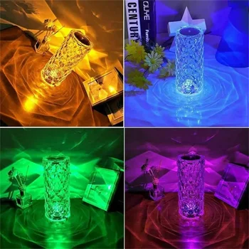 Кристален Настолна Лампа 16 Цвята USB Сензорна Лампа Led Романтична Диамантена Атмосфера Светлината на Коледна Украса на Стаята Кристална лека нощ 2