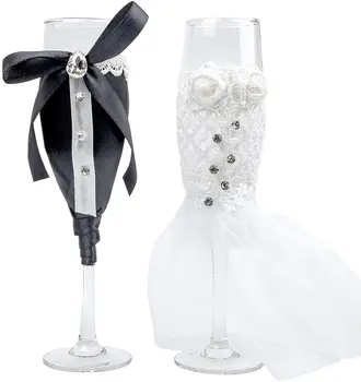 Кристални сватбени Флейта за Шампанско Комплект от 2 Чаши за Наздравици Юбилейното парти Подарък за рождения Ден на Младоженеца и на Булката Декор за Банкети