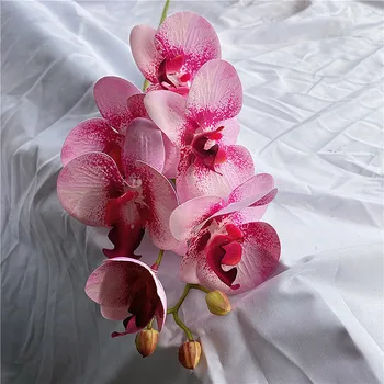 Латексова истинска клон орхидея красиви изкуствени цветя за украса на градината flores artificiales бели орхидеи