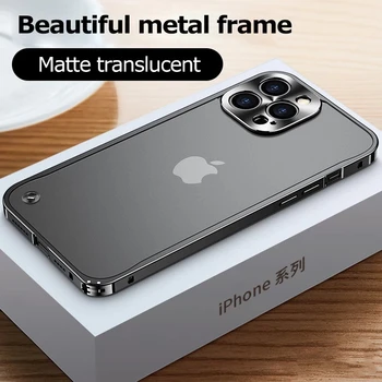 Луксозен Калъф с Покрита Метална Рамка За iPhone 14 Pro 14 13 12 11 Pro Max 14Plus, покрити с акрилни заден панел, Калъфи За Телефони 1