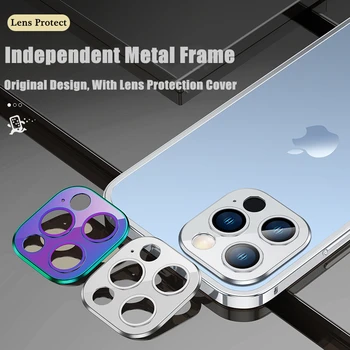 Метална Броня Калъф За Телефон iPhone 13 12 11 Pro Max Алуминиева Рамка 12 Мини устойчив на удари 3D Метален Обектива на Камерата Защитен Калъф 1