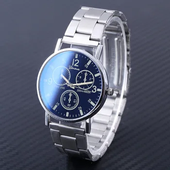 Модерни ежедневни мъжки часовници, нови неутрални часовник Geneva, външен цвят на очите, сини стъклени часовници с метална каишка, мъжки кварцови часовници