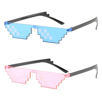 Модни 8 Битови Очила Thug Life с Мозайки, Кодирующие Пикселова Вечерни Забавни Vintage слънчеви Очила с Нюанси, Пикселизированные Мъжки и Дамски Слънчеви Очила 2