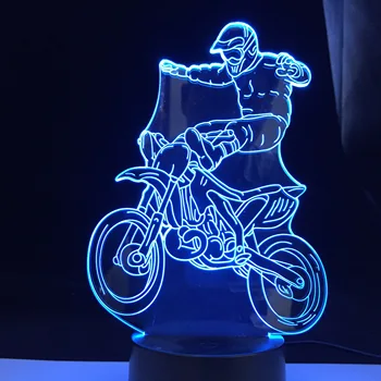 Мотор Мотоциклет Мотоциклет LED 3D Илюзия Визуален лека нощ Творческа Обстановка Спални Светлината Новост Лампа Детски Подарък за Спомен