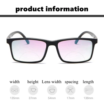 Мъже, Жени Бифокални Очила За четене Анти-синята Светлина на дълги разстояния в близост до Увеличаване на Пресбиопические Очила Квадратна Пълна рамка Диоптър + 100 Gafas 4
