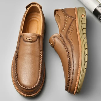 Мъжка лятна Мода лека мъжки обувки Laofers, Дишаща Ежедневни обувки в Бизнес стил, Универсална Тенденция Мъжки обувки От естествена Кожа 2