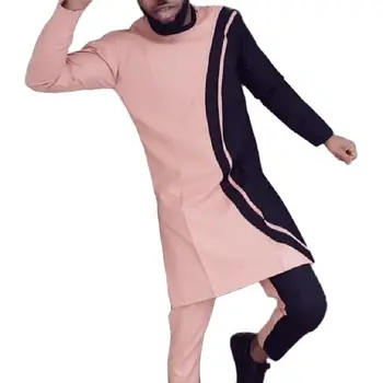 Мъжка Риза с Телесен цвят, Розови Блузи с дълъг Ръкав + Панталони Асиметричен Дизайн, Брючные Костюми с Телесен Цвят, Розово Африкански Екипировки, Празнична Облекло