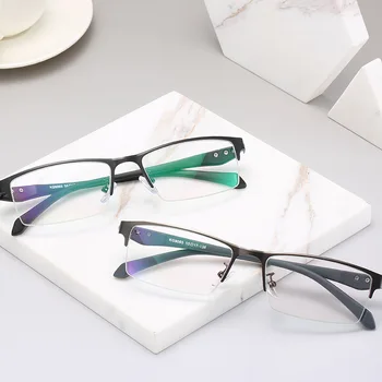 Мъжки Бизнес Очила за късогледство, Рамки за очила от метална сплав, Нова Полукадровая Рамки, Очила за късогледство, Диоптър -0,5 -1,0 -1,5 -2,0 -2,5 -3,0 3,5