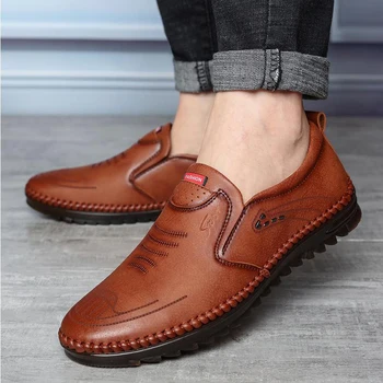 Мъжки ежедневни обувки в бизнес стил, Новост 2020 г., мъже лоферы За шофиране, Дишащи мъжки Маркови Маратонки, обувки за Шиене на гумени подметки