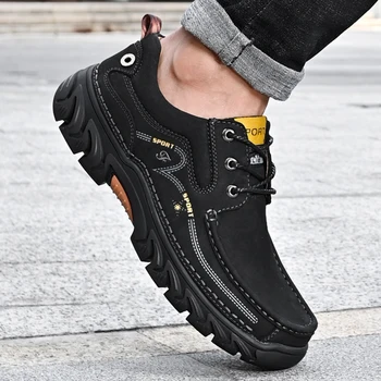Мъжки ежедневни обувки дантела, мъжки обувки от естествена кожа, модерен улични мъжки oxfords, Удобни мъжки обувки, Zapatos De Hombre 0