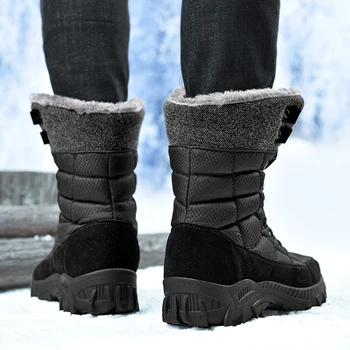 Мъжки Зимни Зимни Обувки, Много Лек Мъжки Туристически Обувки, Висококачествена Водоустойчива Кожа Високи Мъжки Обувки Големи Размери, Улични Маратонки 5