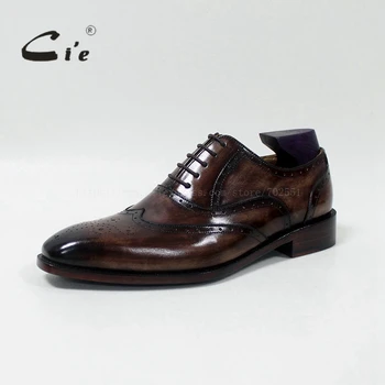 Мъжки Кожени обувки, ръчно изработени Cie с квадратни пръсти, дантела, Изработени по поръчка От Телешка кожа, Дишаща мъжки Оксфорд патина Тъмно кафяв цвят, OX-02-11 1