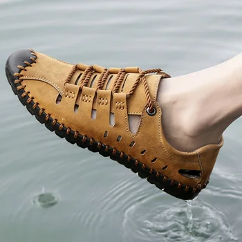 Мъжки Кожени Сандали Удобна Градинска Ежедневни Обувки 2022 Летни Плажни Ежедневните Пешеходни Мъжки Маратонки Мъжки Плажни Ежедневни Сандали 1
