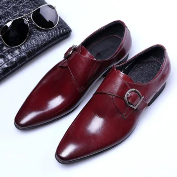 Мъжки модел обувки, Официални обувки-Oxfords за Мъже, Сватбена Рокля, Маркови модни обувки от Изкуствена Кожа с Катарами, по-Големи Размери, Мъжки Обувки Бизнес