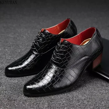 Мъжки обувки на токчета с крокодиловым модел, официални Кафяви мъжки модел обувки, Модни Мъжки Ежедневни кожени обувки Zapatos De Hombre 2022 1