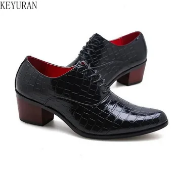 Мъжки обувки на токчета с крокодиловым модел, официални Кафяви мъжки модел обувки, Модни Мъжки Ежедневни кожени обувки Zapatos De Hombre 2022 4