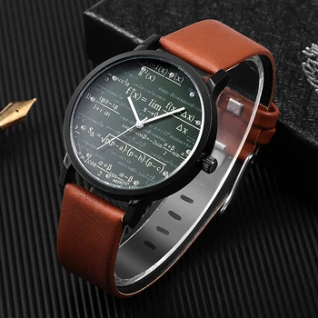 Мъжки часовник Miler, кожени кварцов часовник с математическа формула, модерен ръчен часовник с принтом, мъжки ежедневни relogio masculino erkek кол saati