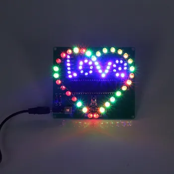 Направи си САМ Електронен Комплект Сърцето Триъгълник във Формата На Звезда Цветни Led Мигаща Светлина Музикален Спектър Led Дисплей Практика Запояване 4