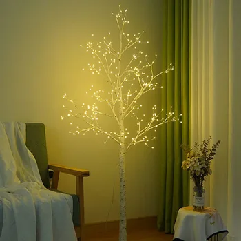 Начало Декор Бреза Дърво LED Лампа В Помещението 1,5 м Светещ Бяло Дърво, Декорация на Празничното Осветление Украса Вечерни Коледни Светлини 3