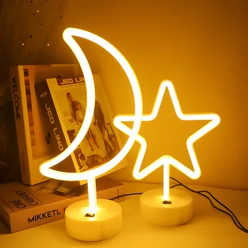 Неонова реклама с USB LED Украса Еднорог Фламинго Лампа Луна Дъга За Дома Детска Стая Нощни лека нощ Декор на Светлина За Деца 4