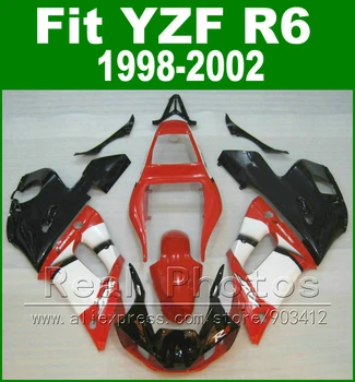 Нов прием на Пластмасови части за YAMAHA R6 комплект обтекателей 98-02 червен черен YZF R6 fairings1998 1999 2000 2001 2002 автомобил