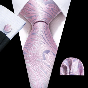 Нов Розов Пейсли Мъжки Сватбен Вратовръзка 8,5 см Копринени Вратовръзки, Бизнес Кърпичка Родословни Вратовръзка Мъжки Подаръчен Комплект Бари.Ван ФА-5398