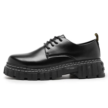 Нова Мъжки Обувки, Класически Мъжки Модел Обувки, Кожени Сватбени Обувки, Мъжки Официални Обувки на плоска подметка, Бизнес Обувки, Луксозни Маркови Черни Обувки за Мъже 5