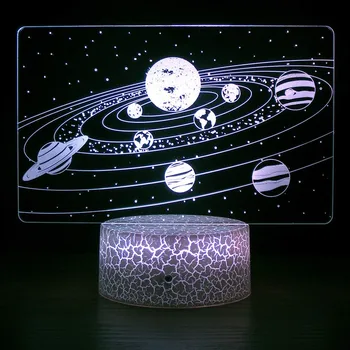 Новата Слънчева Система 3D Оптична Илюзия Лампа Вселената Космическа Galaxy лека нощ за Деца, Момчета, Момичета, Като за Рожден Ден Празничен Подарък 0